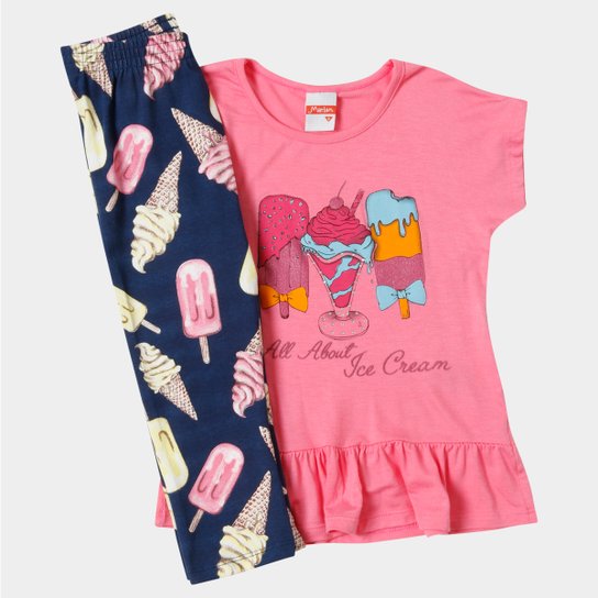 Conjunto Marlan Estampa Sorvete Infantil - Rosa