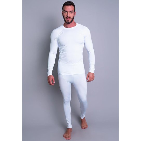 Conjunto Masculina Segunda Pele Térmica Proteção Uv 50+ Mvb Modas - Branco Menor preço em Conjunto Masculina Segunda Pele Térmica Proteção Uv 50+ Mvb Modas - Branco