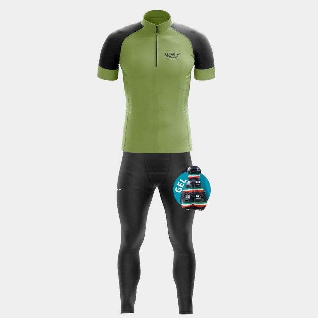Conjunto Masculino Camisa Way Fresh Verde Militar + Calça Gel