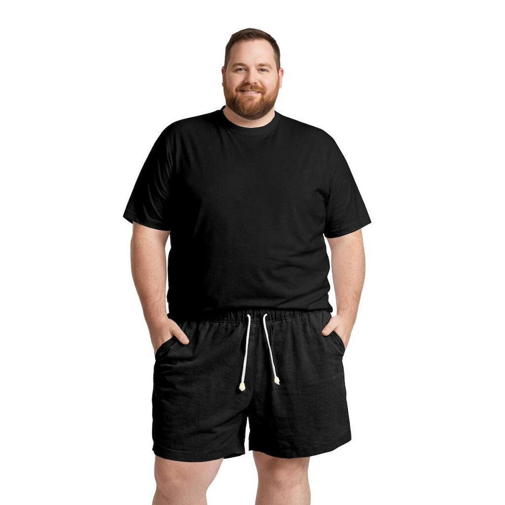 Conjunto Masculino Casual Camiseta Algodão Bermuda Linho Plus Size Roupa Masculina Verão