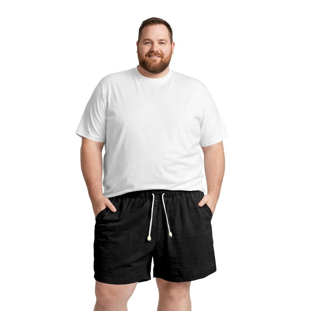 Conjunto Masculino Casual Camiseta Algodão Bermuda Linho Plus Size Roupa Masculina Verão