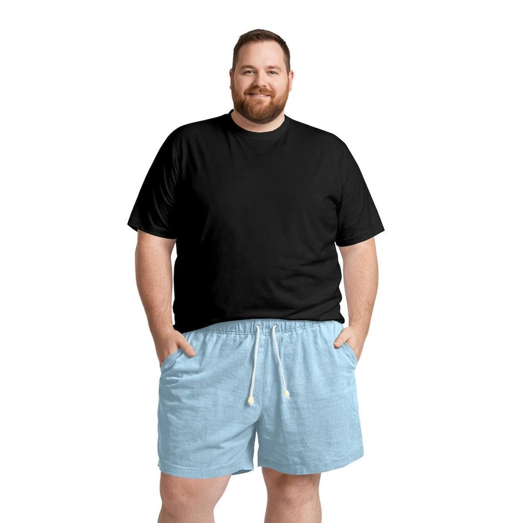 Conjunto Masculino Casual Camiseta Algodão Bermuda Linho Plus Size Roupa Masculina Verão
