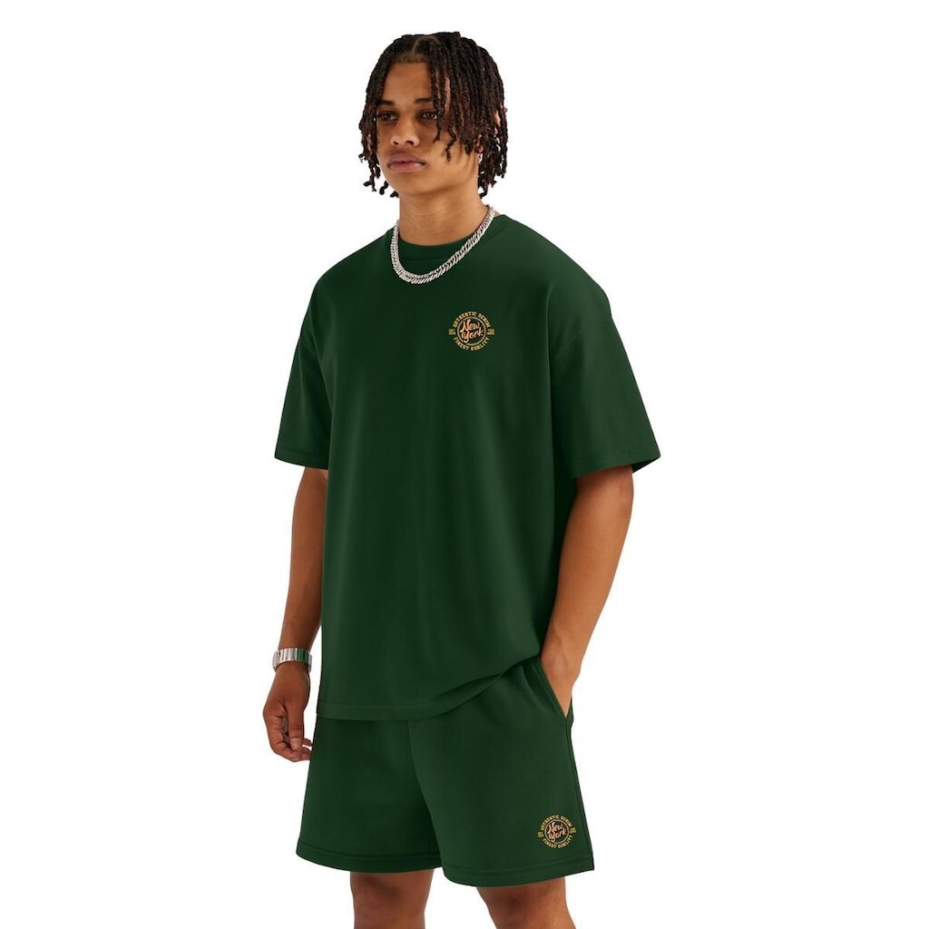 Conjunto Masculino Oversized Moletinho Camiseta e Bermuda Estilo Street Casual