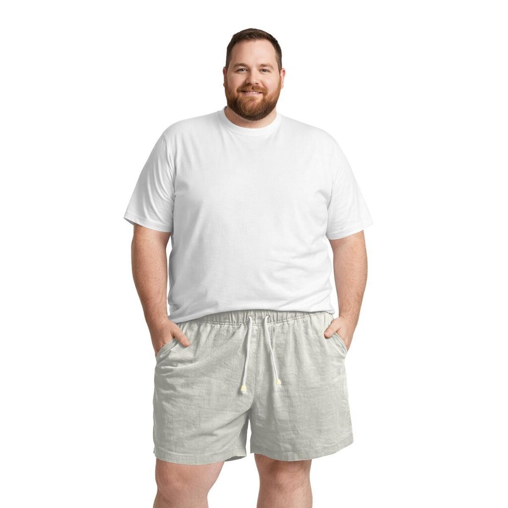 Conjunto Masculino Plus Size Camiseta Algodão e Bermuda Linho Casual Verão Relaxado