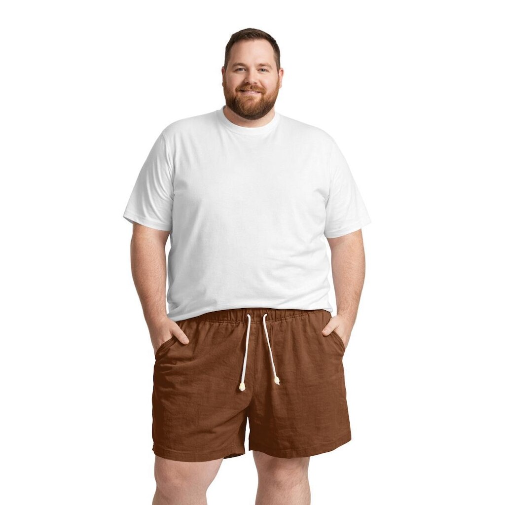 Conjunto Masculino Plus Size Camiseta Algodão e Bermuda Linho Casual Verão Relaxado