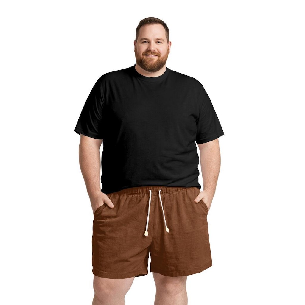 Conjunto Masculino Plus Size Camiseta Algodão e Bermuda Linho Casual Verão Relaxado