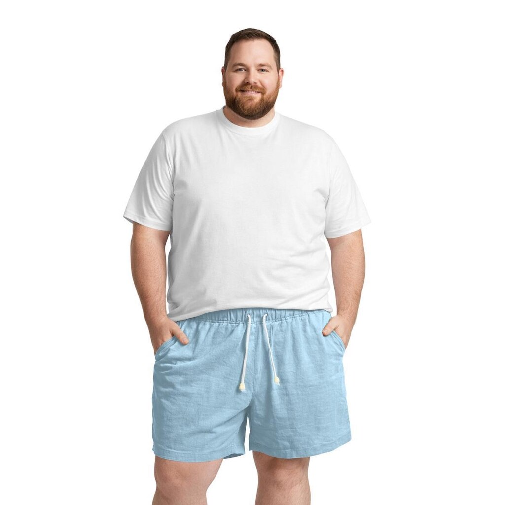 Conjunto Masculino Plus Size Camiseta Algodão e Bermuda Linho Casual Verão Relaxado