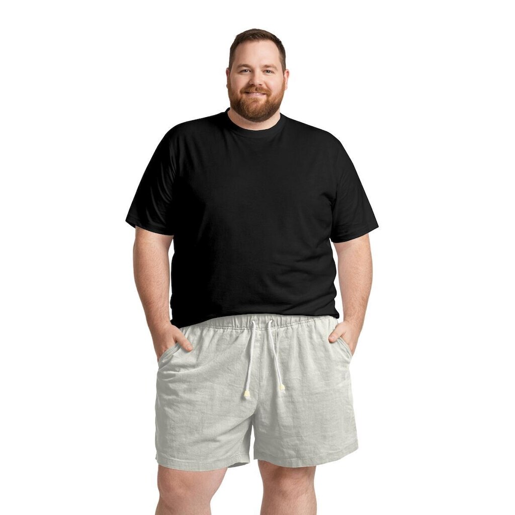 Conjunto Masculino Plus Size Camiseta Algodão e Bermuda Linho Casual Verão Relaxado