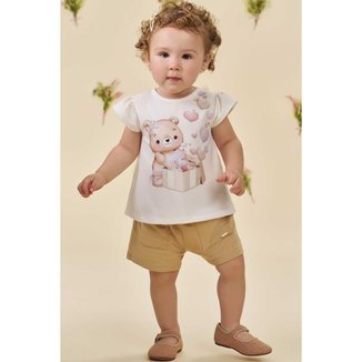 Conjunto Menina Bebê Shorts e Blusa Ursinho Menina