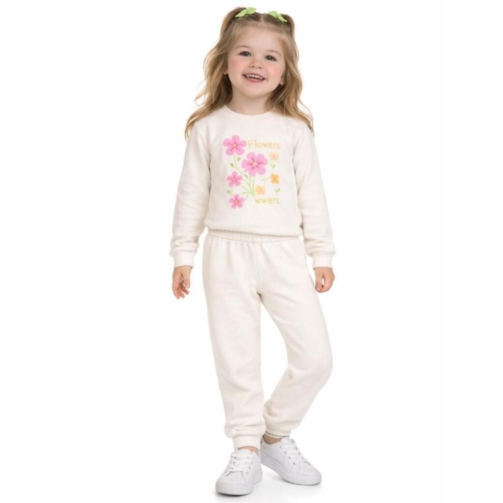 CONJUNTO MENINA MOLETINHO OFF WHITE MARLAN