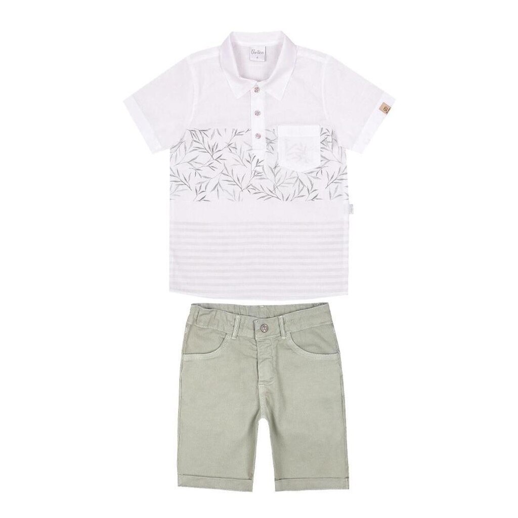 Conjunto Menino Camisa Estampada Bermuda Sarja Paraiso 15566