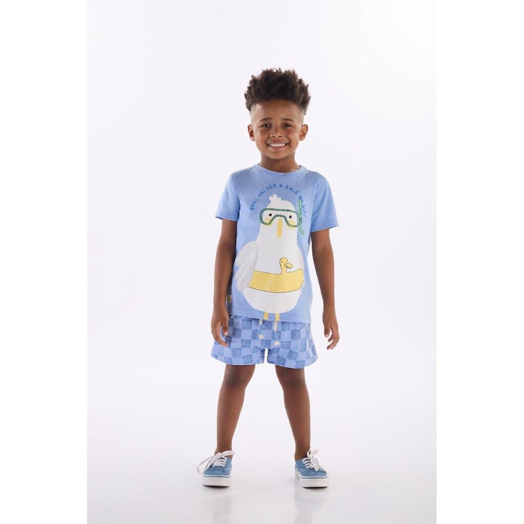 Conjunto Menino Camiseta e Bermuda Três e Já