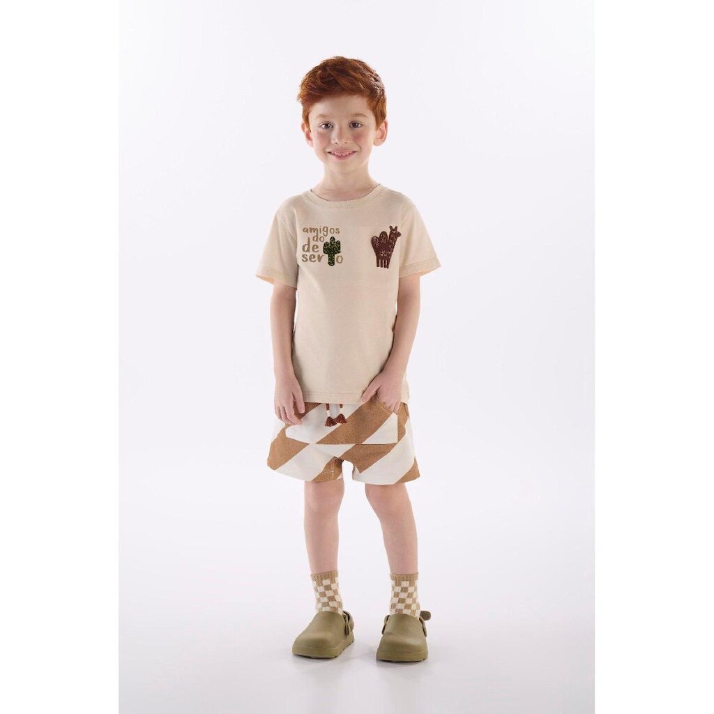 Conjunto Menino Camiseta e Short Três e Já