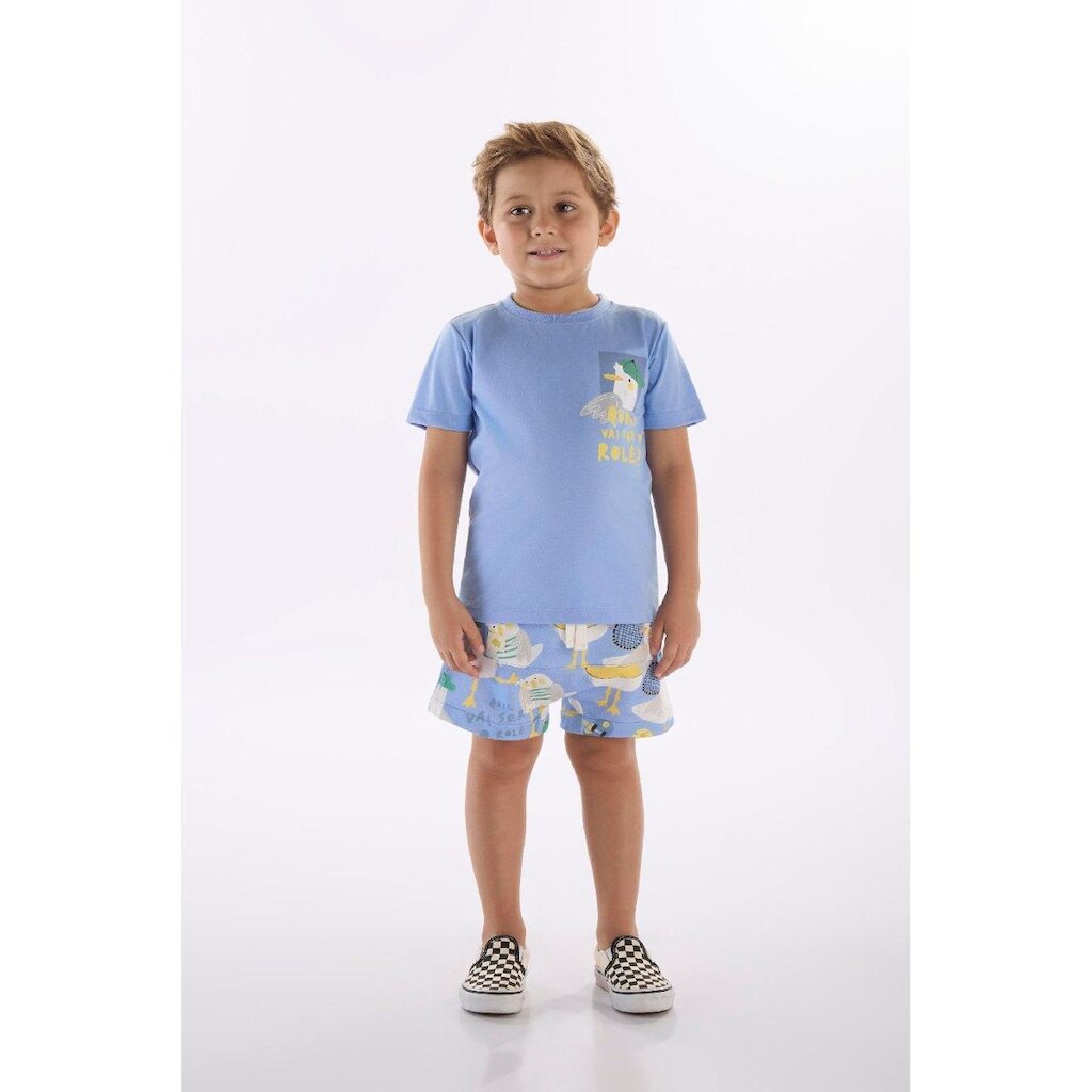 Conjunto Menino Camiseta e Short Três e Já