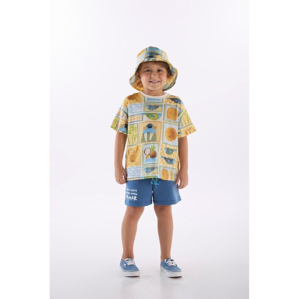 Conjunto Menino Camiseta e Short Três e Já