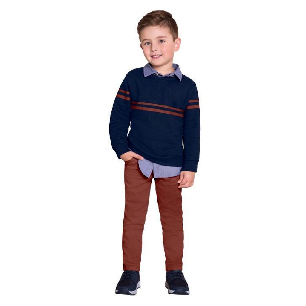 Conjunto Menino Casaco Moletom + Calça Sarja Milon