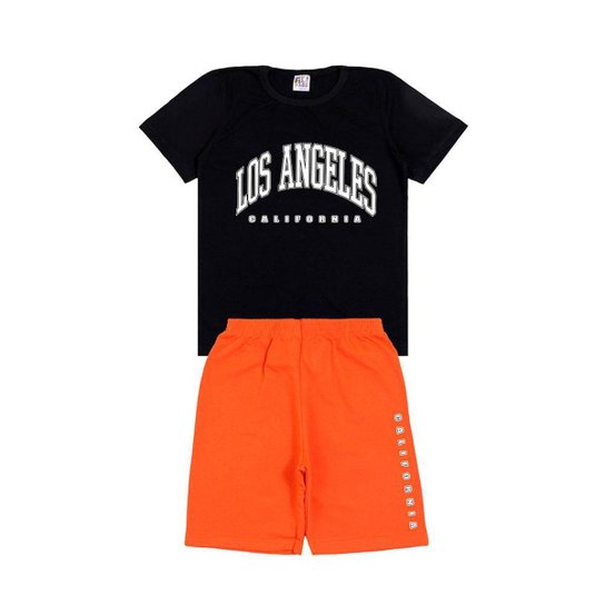 Conjunto Menino Infanto Juvenil Estampado Camisa e Shorts Tamanho 4 ao 16