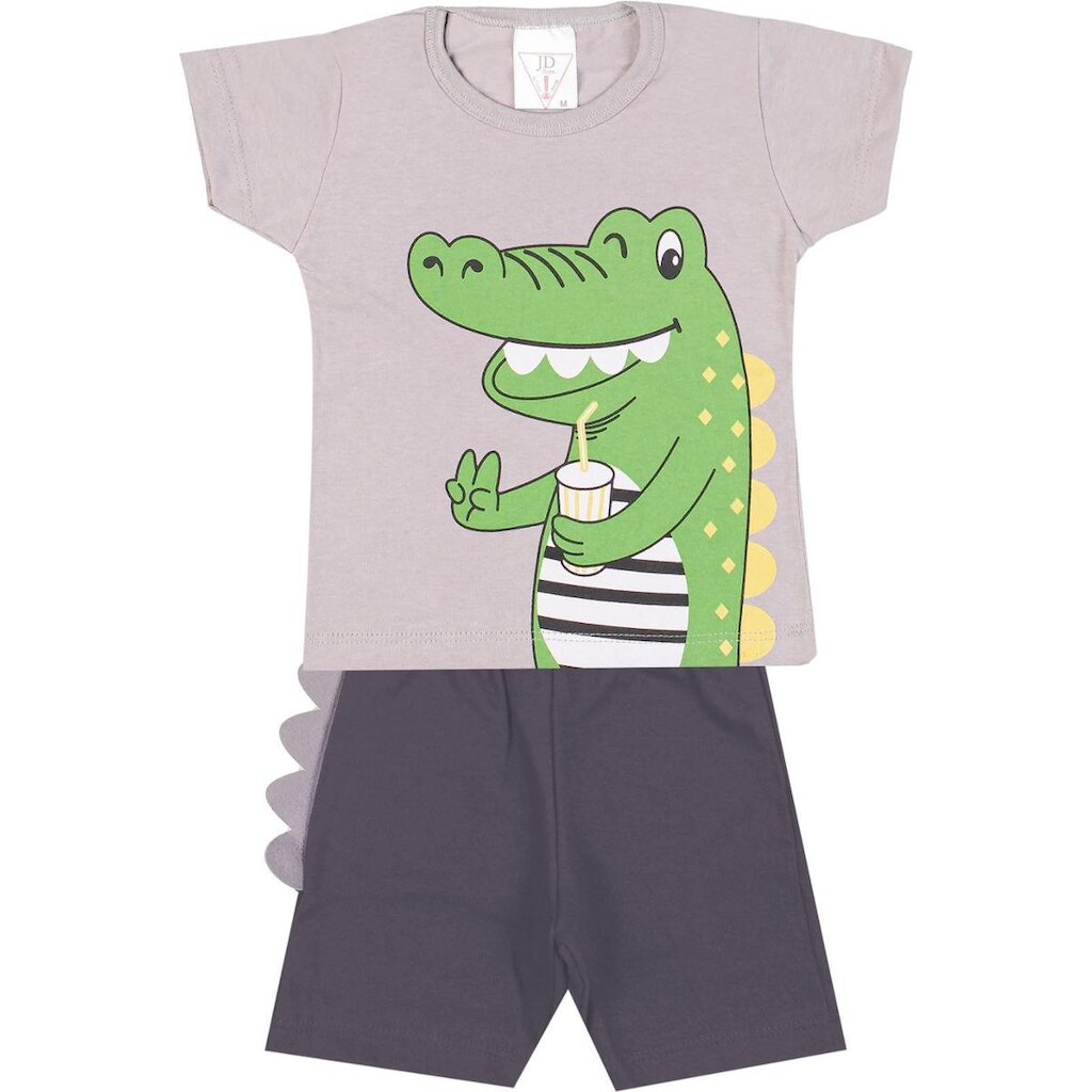 Conjunto Menino Verão com Aplique Dinossauro - JD Kids