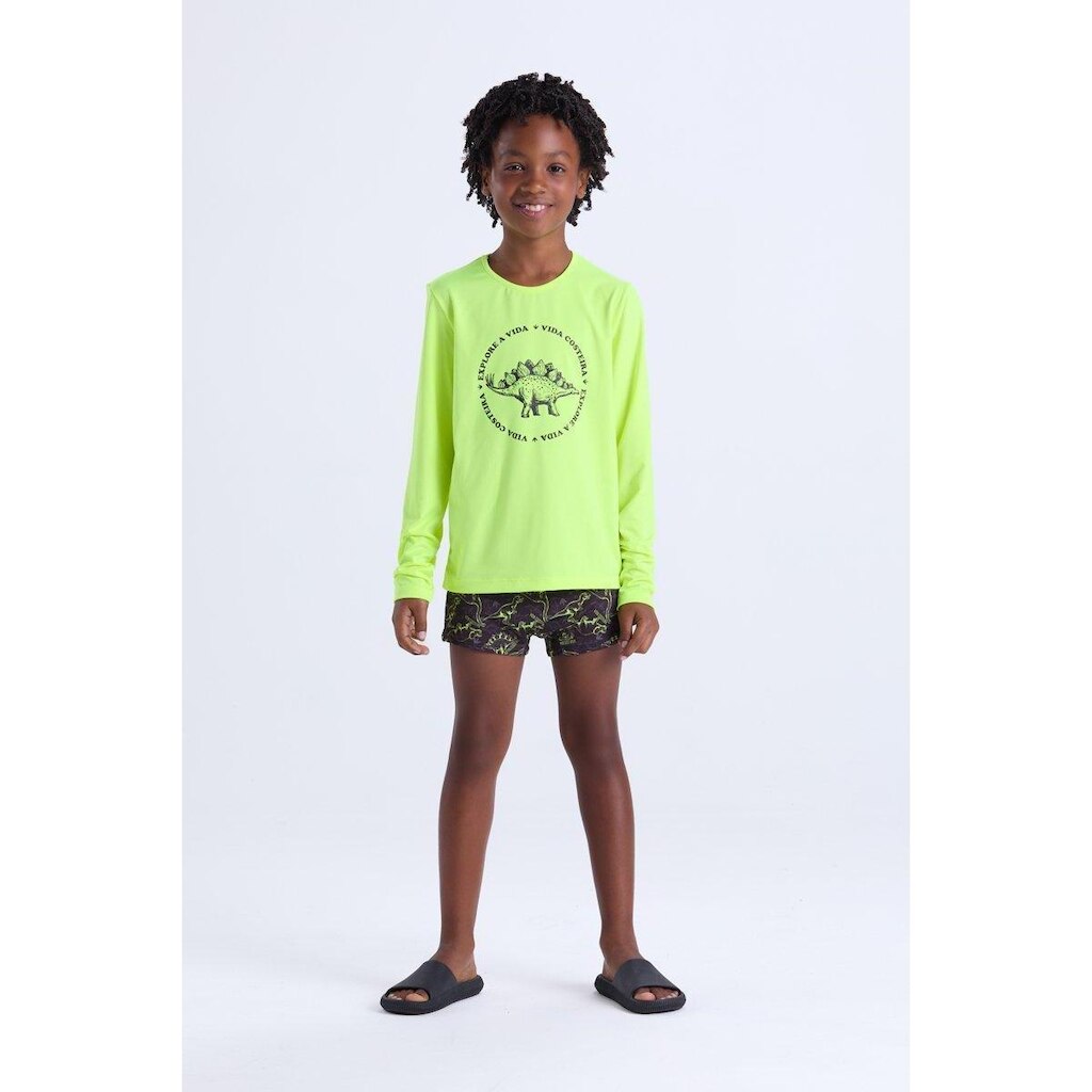 Conjunto Moda Praia Masculino Infantil Dino Explorer