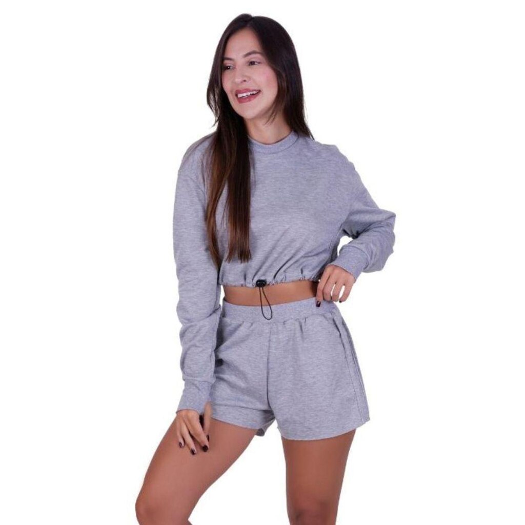 Conjunto Moletinho Blusa com Manga Longa com Regulagem e Short
