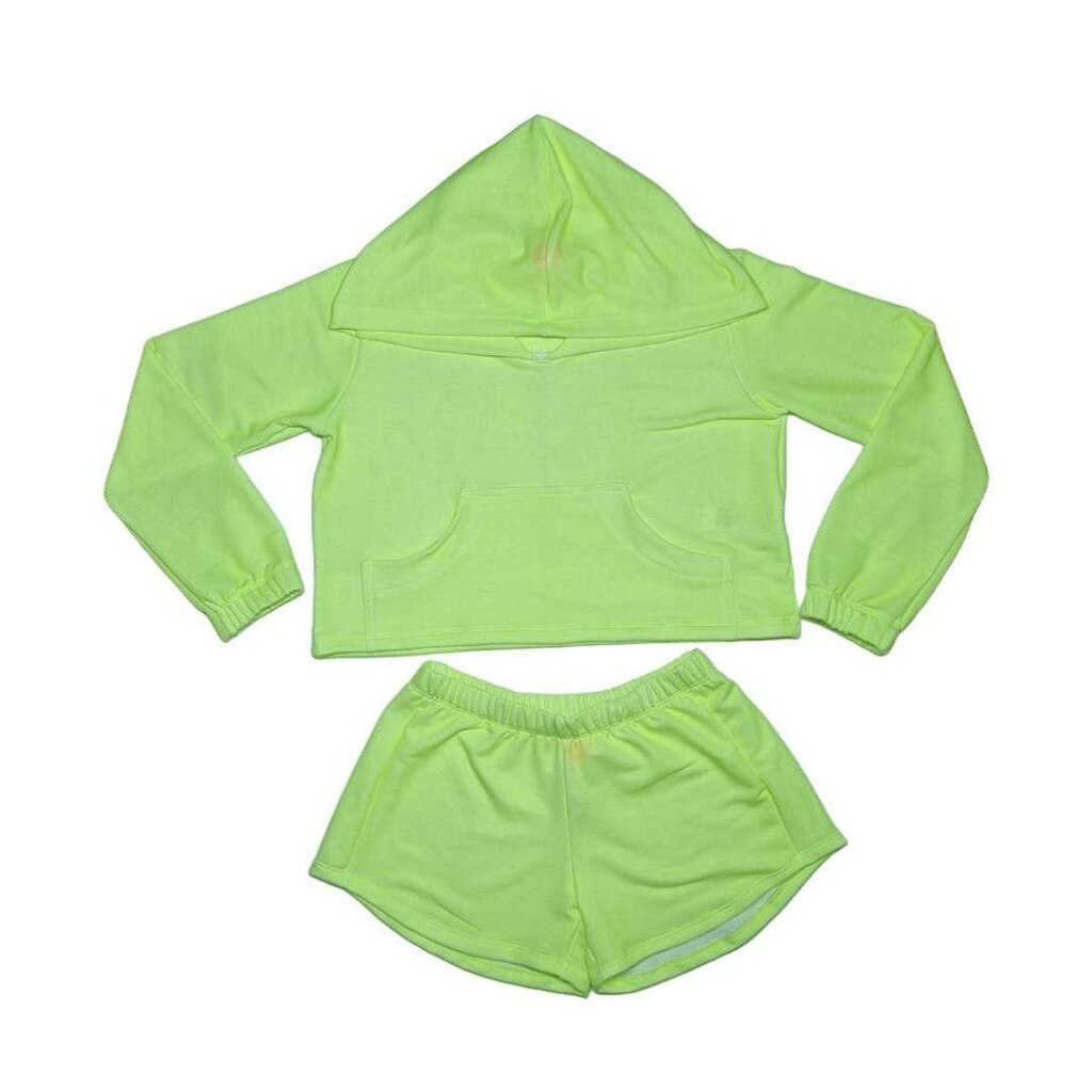 Conjunto Moletinho Cropped - Verde Neon