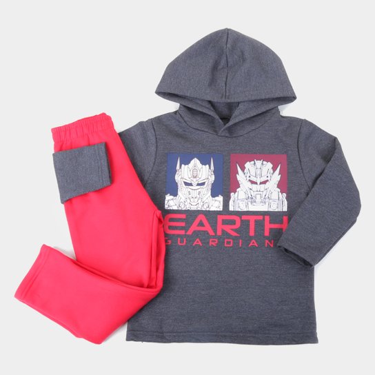 Conjunto Moletinho Infantil Pipa Guardian Com Capuz Masculino - Mescla Menor preço em Conjunto Moletinho Infantil Pipa Guardian Com Capuz Masculino - Mescla