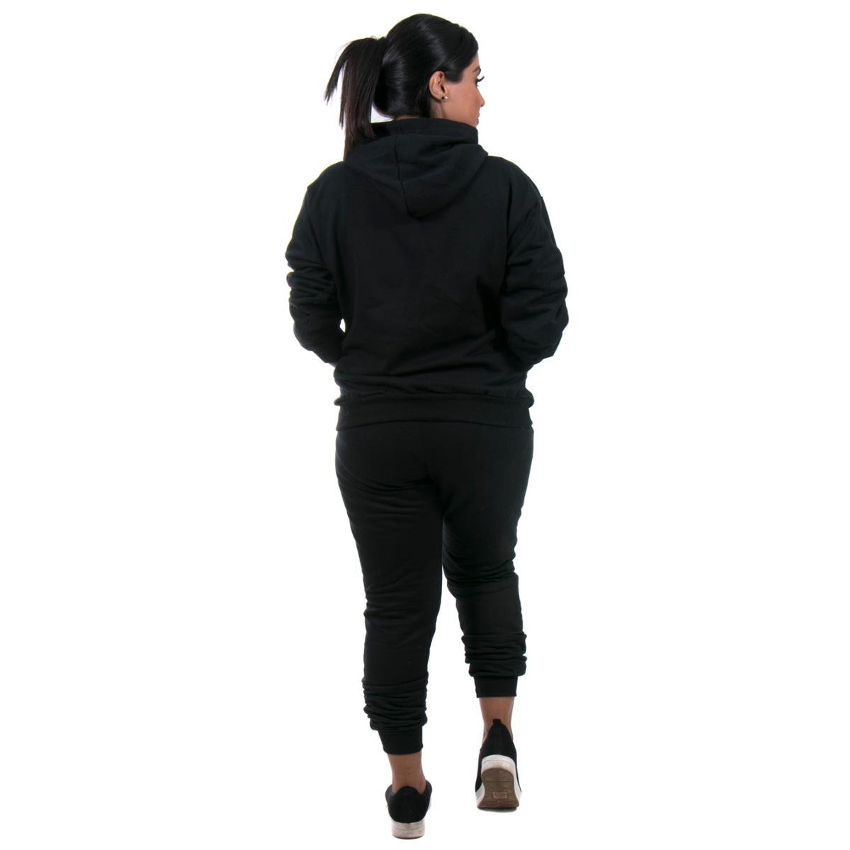 plain black moletom com capuz and joggers