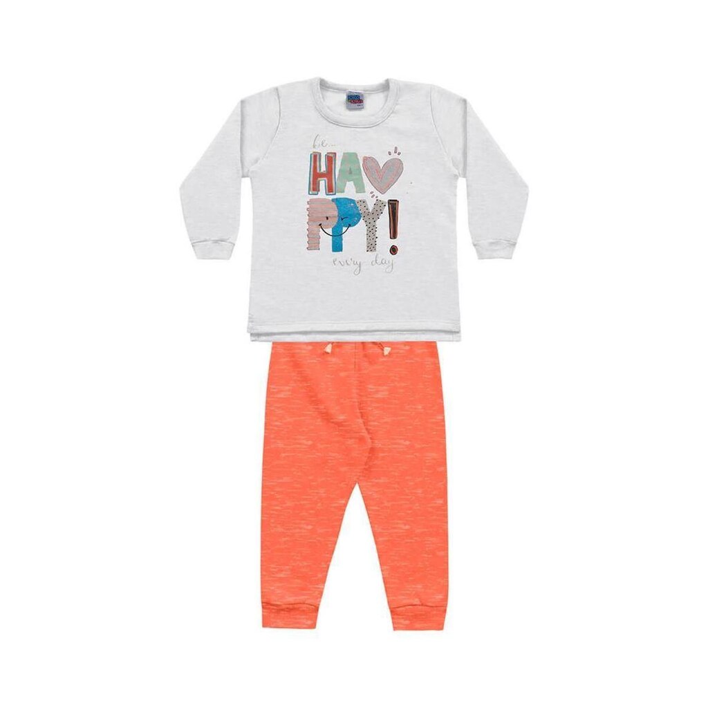 Conjunto Moletom Bebê Menina Happy Every Day Cinza
