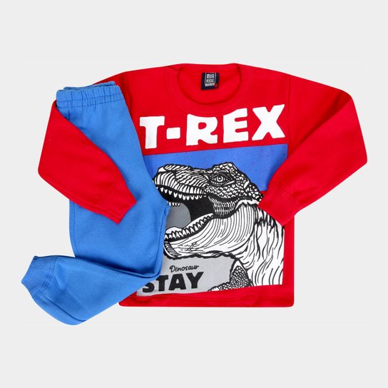 Conjunto Moletom Bebê Mia Kids Calça E Blusa T-Rex Masculino - Vermelho Menor preço em Conjunto Moletom Bebê Mia Kids Calça E Blusa T-Rex Masculino - Vermelho