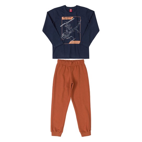 Conjunto Moletom Bee Loop Infantil Helicopter Masculino - Marinho Menor preço em Conjunto Moletom Bee Loop Infantil Helicopter Masculino - Marinho