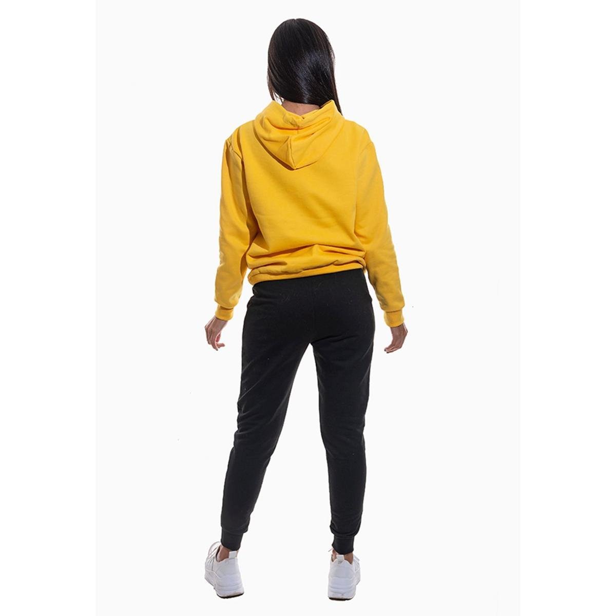 women yellow moletom com capuzs