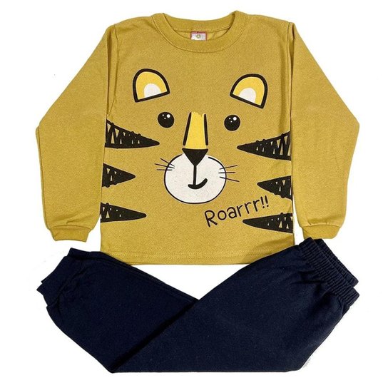 Conjunto Moletom Calças e Casaco Infantil Masculino SEM CAPUZ / Menino Inverno - Mostarda Menor preço em Conjunto Moletom Calças e Casaco Infantil Masculino SEM CAPUZ / Menino Inverno - Mostarda