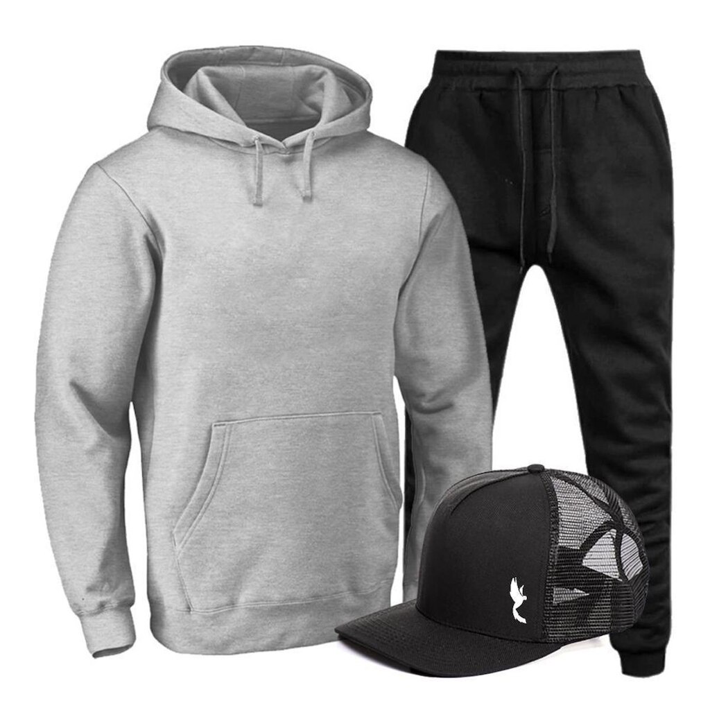 Conjunto Moletom Canguru Masculino Casual Conforto + Boné