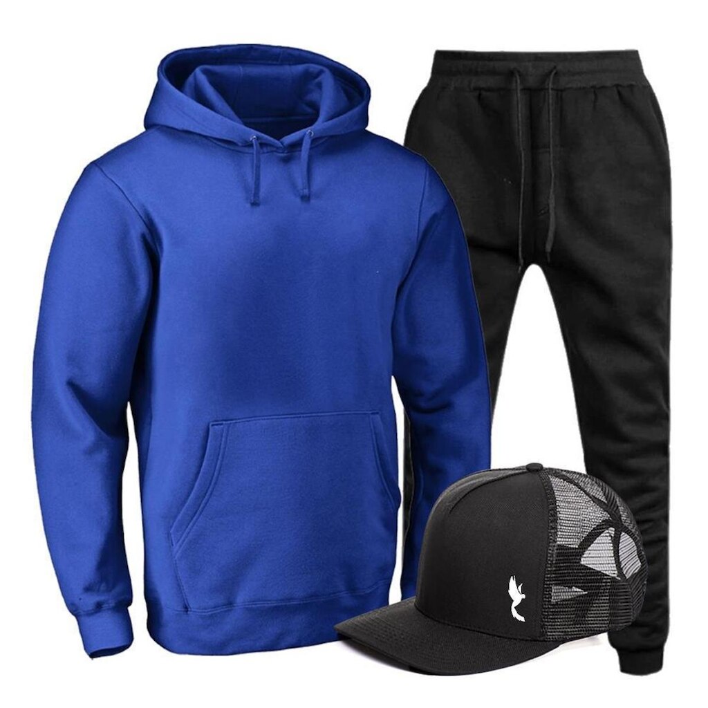 Conjunto Moletom Canguru Masculino Casual Conforto + Boné