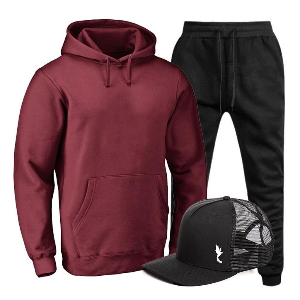 Conjunto Moletom Canguru Masculino Casual Conforto + Boné