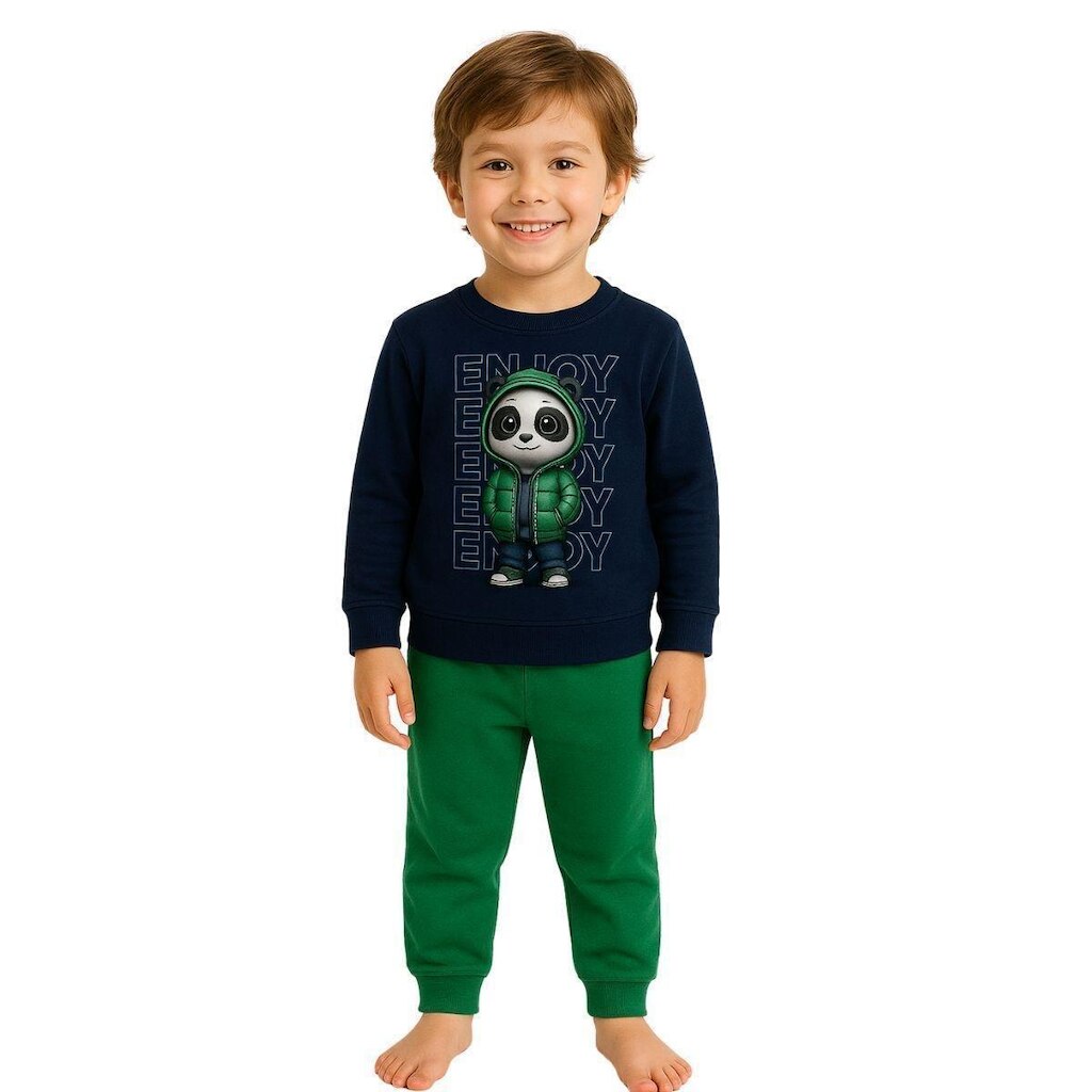 Conjunto Moletom Com Punhos Estampado Infantil Menino Kyly