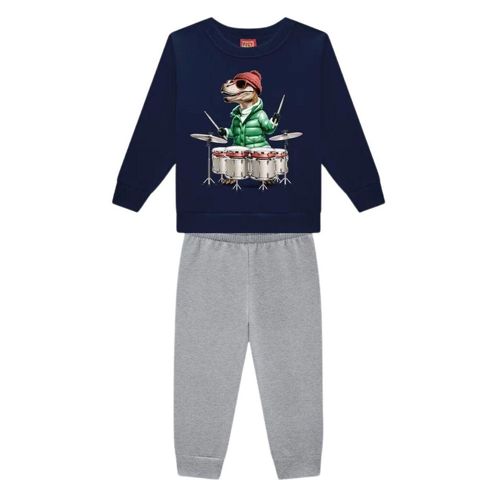 Conjunto Moletom Com Punhos Infantil Menino Estampado Kyly