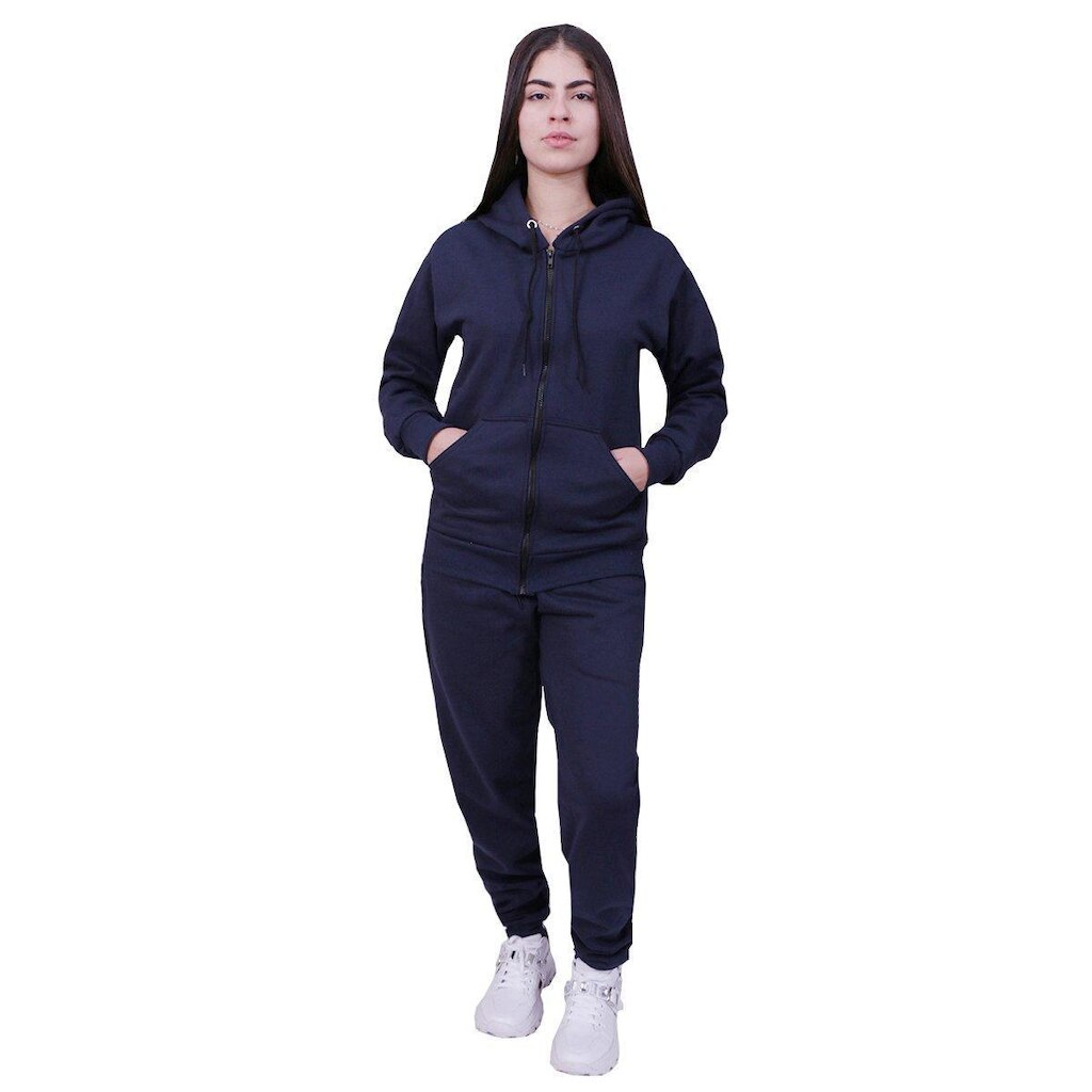 Conjunto Moletom Com Ziper Feminino Azul Marinho