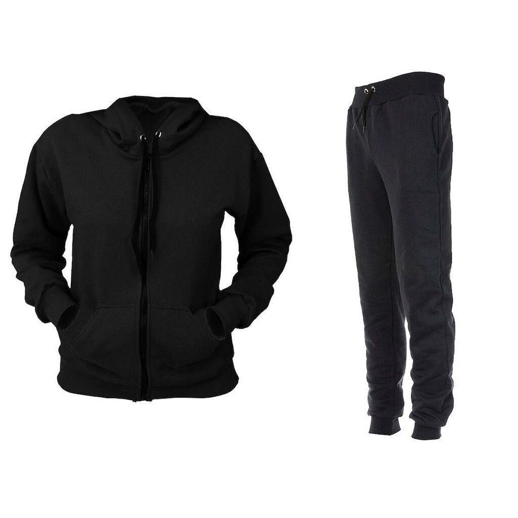 Conjunto Moletom Com Ziper Masculino Preto