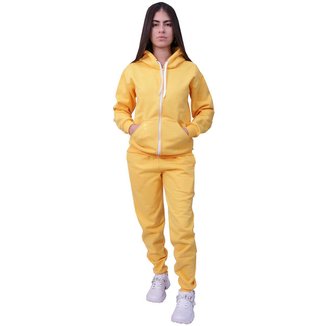 Conjunto Moletom Com Ziper Plus Size Amarelo