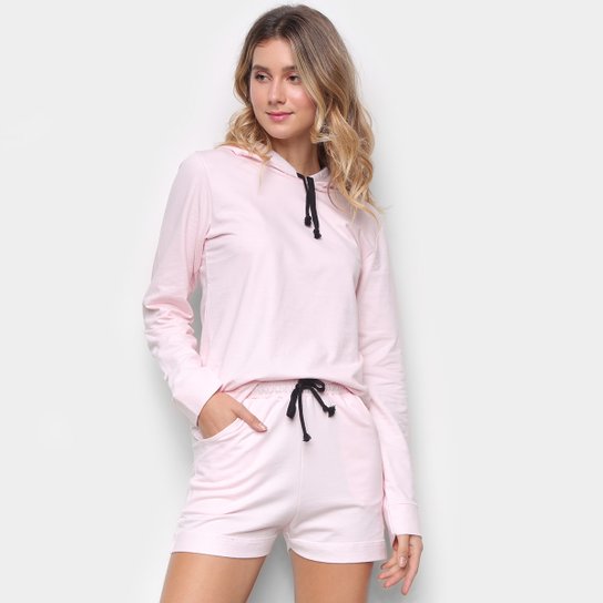 Conjunto Moletom e Short Básico Liso Feminino - Rosa é ruim? Conjunto Moletom e Short Básico Liso Feminino - Rosa é boa?