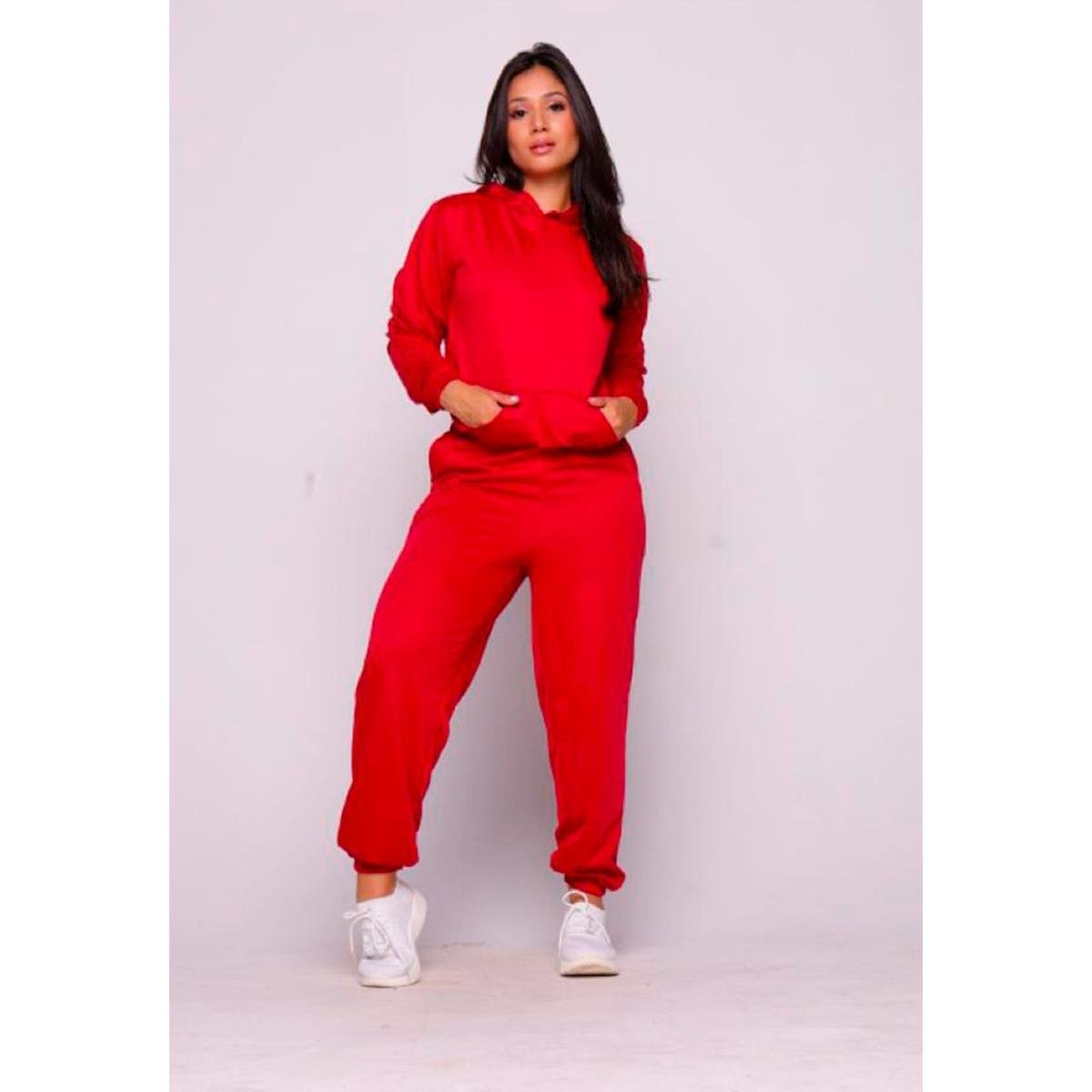 Conjunto Moletom Feminino Agasalho Inverno Frio Vermelho Netshoes