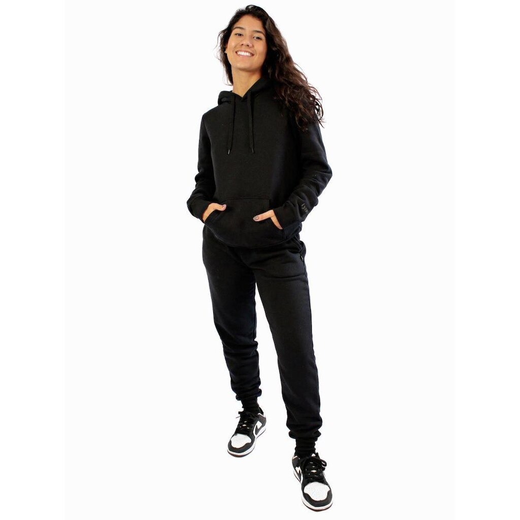 Conjunto Moletom Feminino Blusa Capuz Canguru e Calça Jogger