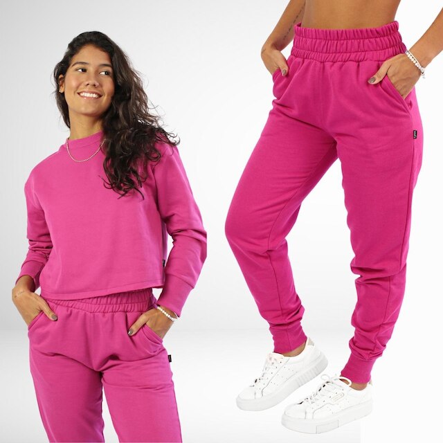 Conjunto Moletom Feminino Blusa Cropped e Calça Jogger
