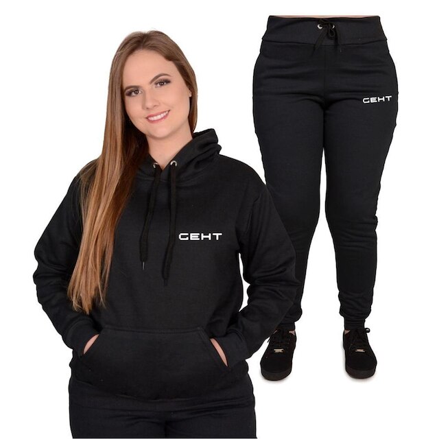 Conjunto Moletom Feminino Ceht Blusa E Calça Peluciado Academia - Methodic