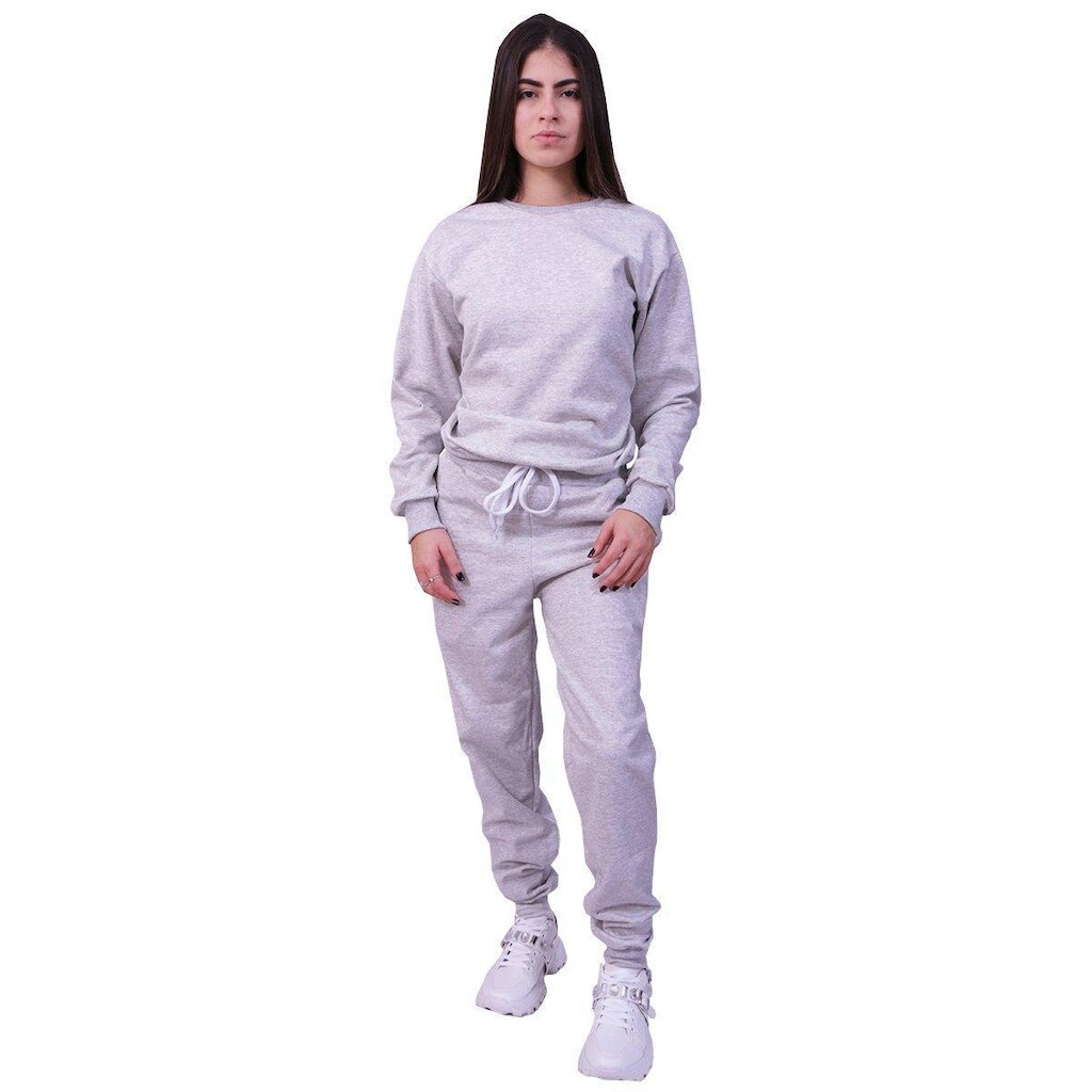 Conjunto Moletom Feminino Liso Fechado Cinza