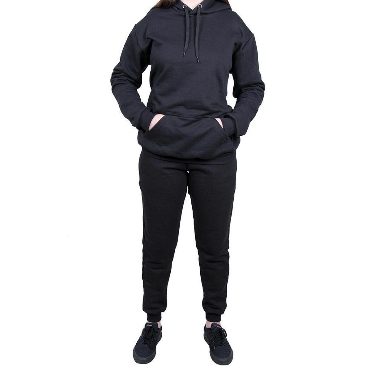 plain moletom com capuz and sweatpants set