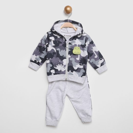 Conjunto Moletom Infantil Brandili Estampado Dino Rawr Menino - Mescla Menor preço em Conjunto Moletom Infantil Brandili Estampado Dino Rawr Menino - Mescla