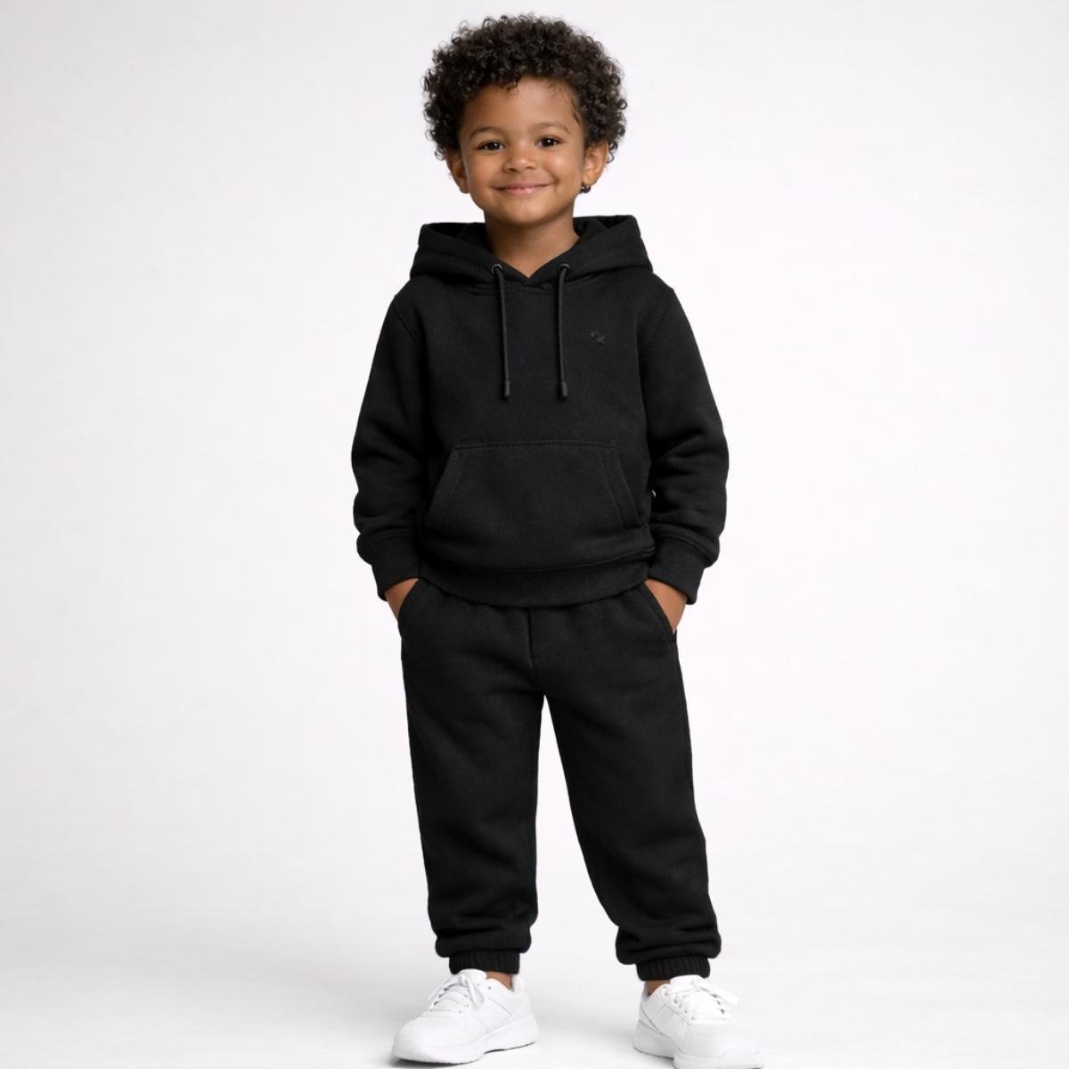Conjunto Moletom Infantil Canguru Menino Blusa e Calça Ajustável