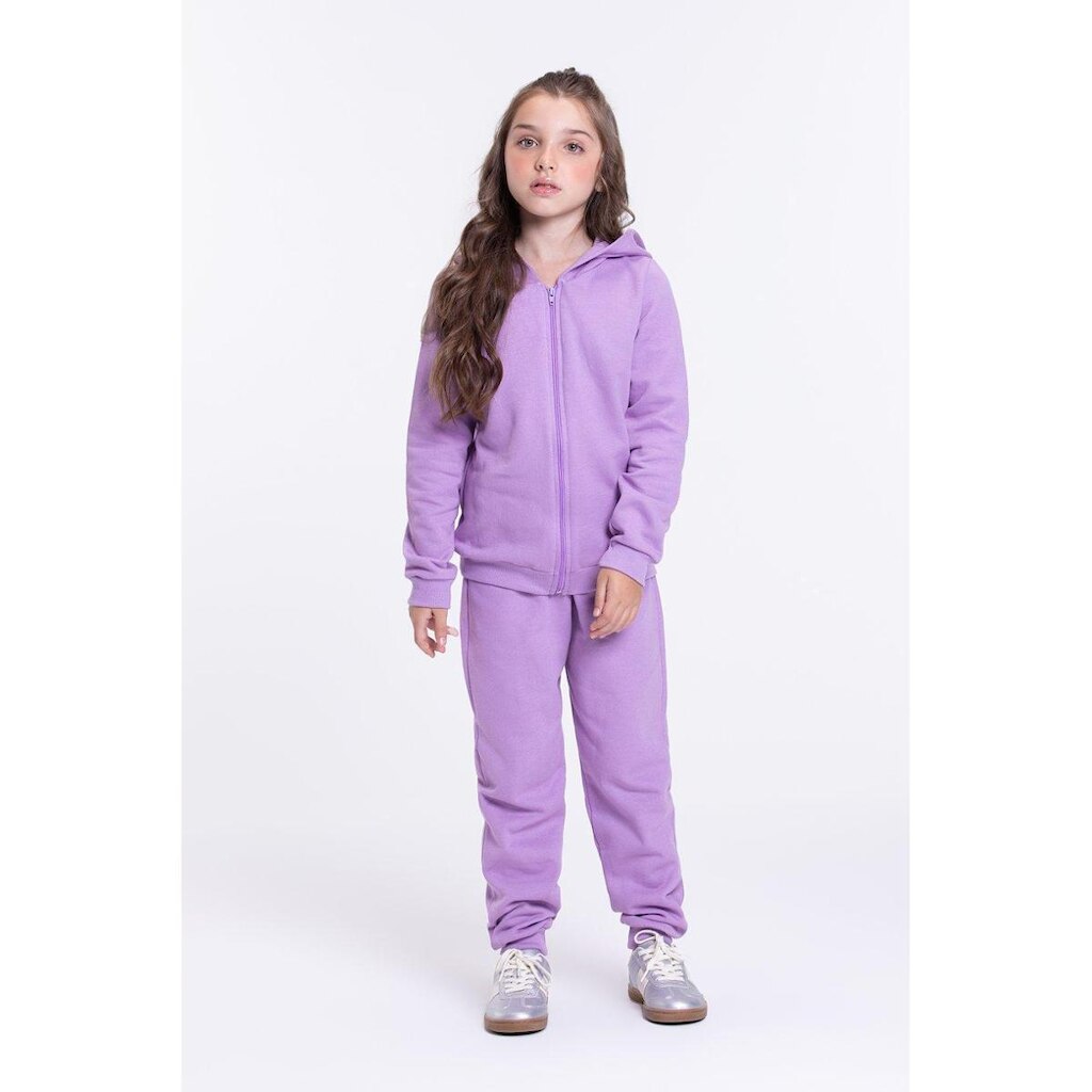 Conjunto Moletom Infantil Capuz e Zíper Lilás